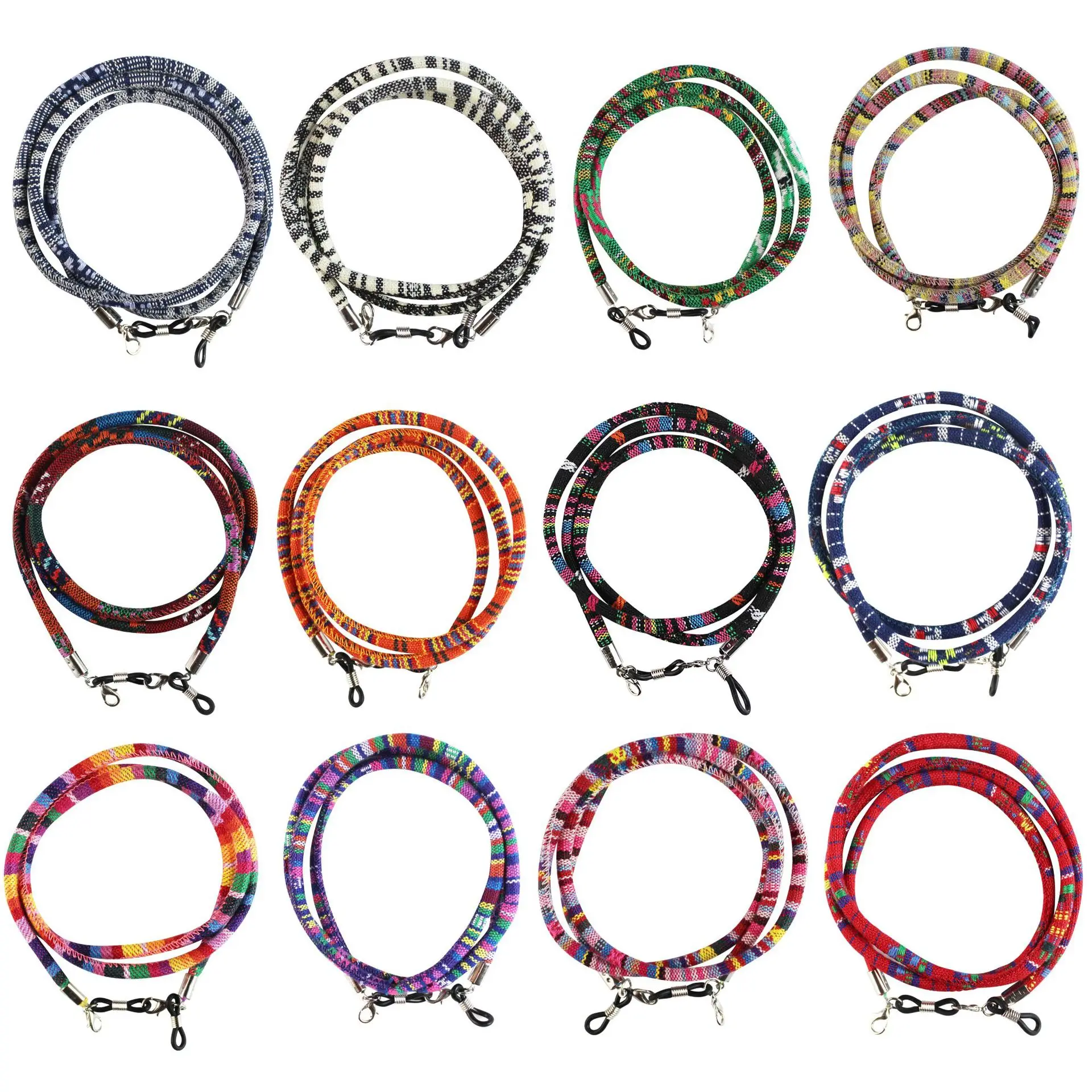 

6mm Round Retro Masks Eyeglass neck cord 100pcs retainer lanyard holder Colorful national style wholesale