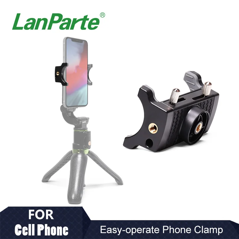 Lanparte Easy Operate Phone Clamp with 1/4 Thread Hole Fit for Self Stick and Tripod