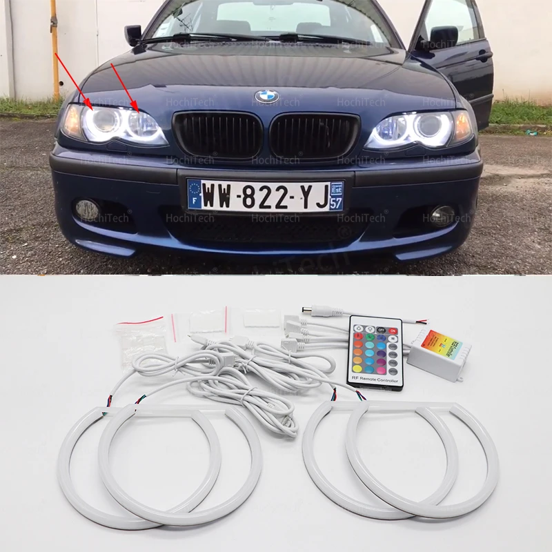 

for BMW 3 Series E46 316i 318i 320i 323i 328i 330i Multi Color RGB Cotton Headlight Halo Angel Demon Eyes Kit angel eyes light