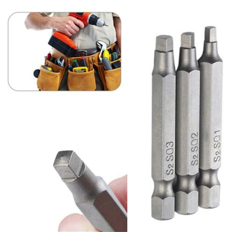 Imagem -02 - Square Head Screwdriver Bits Grupo s2 Steel Screw Driver Bits para Reparação Kit de Ferramentas Manuais 50 mm Sq2 Pcs