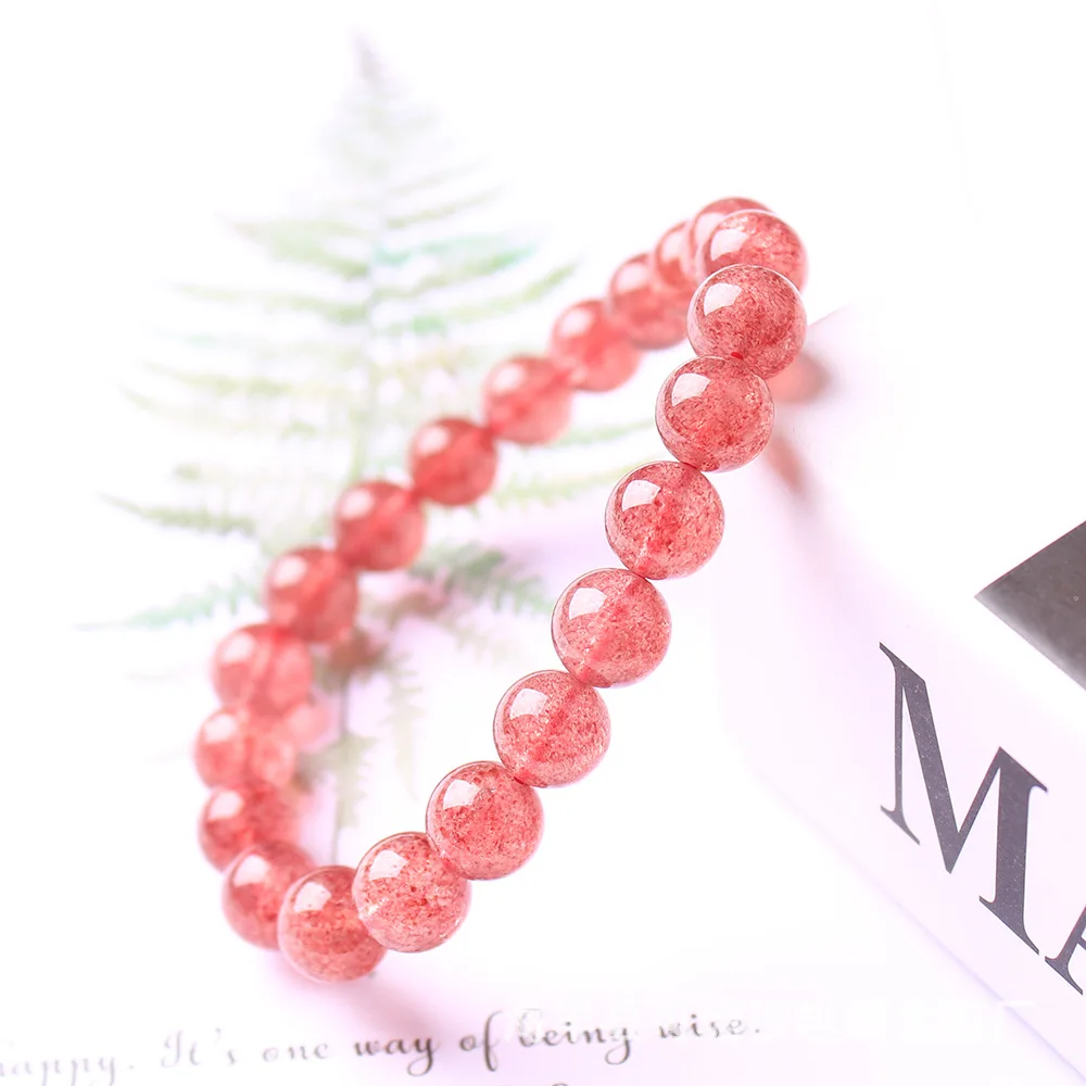 

Natural Red Strawberry Quartz Bracelet Clear Round Beads 9mm 10mm 11mm 12mm Woman Man Jewelry AAAAA