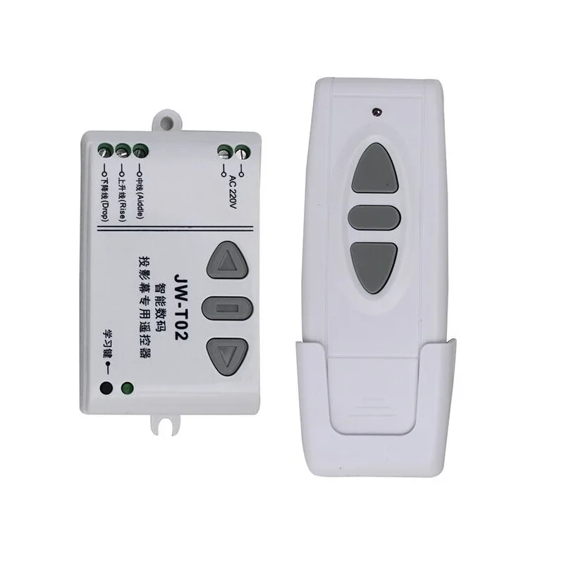 JW-T02 AC 220V Motor Wireless Remote Control Switch UP Down Stop Tubular Motor Controller Motor Forward Reverse TX RX Latched