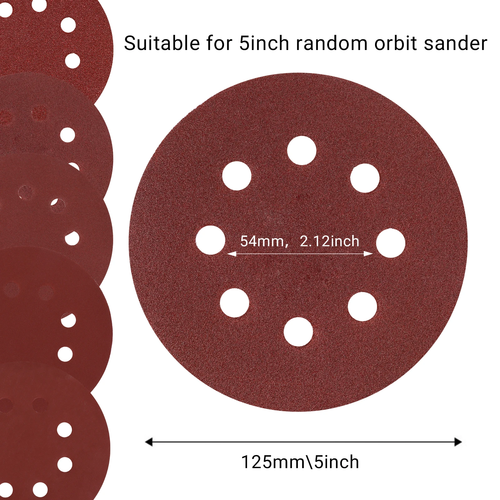 15pcs 125mm Sandpaper Round Shape Sanding Discs Hook Loop Sanding Paper Buffing Sheet Sandpaper 8 Hole Sander Polishing Pad