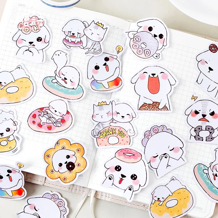 45 Pcs/Set Cute Cartoon Puppy Paper Sticker Mobile Decorative Stickers Scrapbooking DIY Craft Stickers