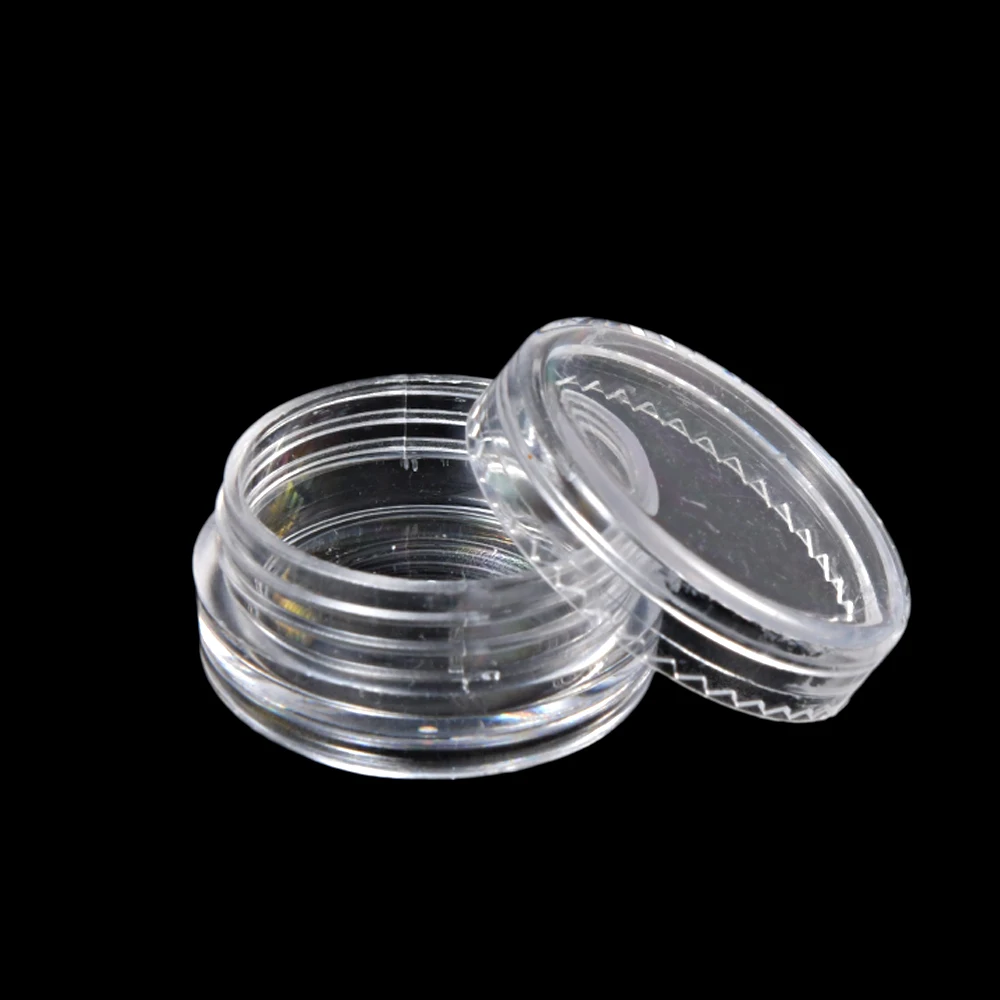 50Pcs 2.5ML scatola di immagazzinaggio di perline di gioielli in plastica trasparente piccoli vasetti di contenitori rotondi compongono scatole per Organizer scatola di immagazzinaggio organizzatore