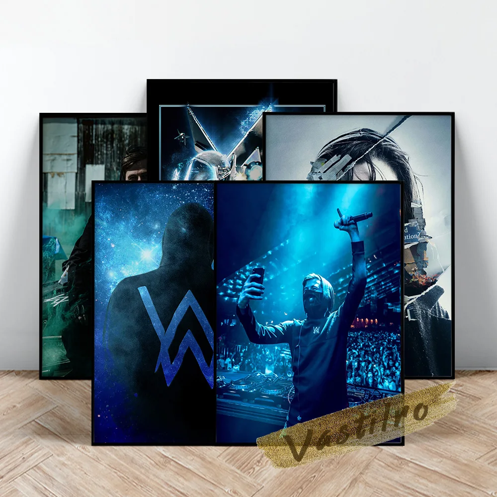 Hot Singer Alan Walker Poster, Music Album Magazine Cover Wall Picture, Popular Music Dj Star Prints, Bar Pub Club Wall Stickers