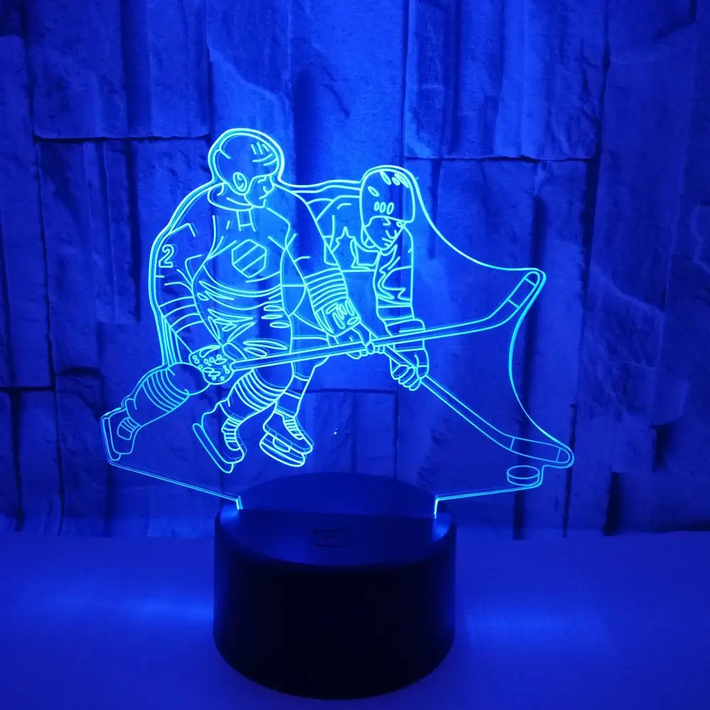 3D LED Ice Hockey Player Table Lamp USB Visual Luminaria Bedside Night Lights For Kids Gifts Baby Sleeping Lighting Sports Decor