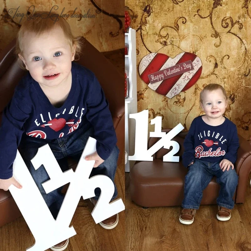 custom Toddler Photo Shoot for 18 Month Old, Large Wooden Number Sign, Photography Props, 12 Inch, 1, 1/2