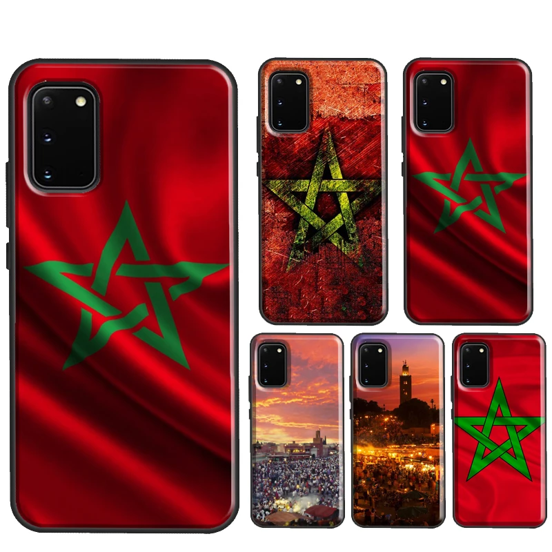 Morocco Moroccan Flag For Samsung Galaxy S22 Ultra S21 S20 FE Note 20 Ultra Note 10 S8 S9 S10 Plus Phone Case