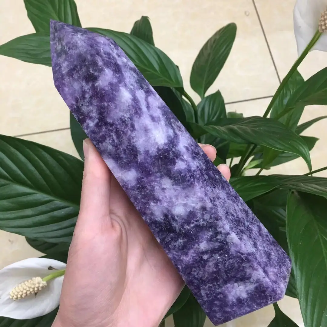 

Natural Purple Color Purple Mica Crystal Quartz Stone Obelisk Pointing Healing Room Decora