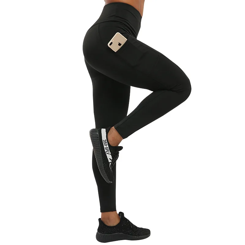 Lift  Buttock  Slim  Body Show ThinMobile Phone Pocket Stretch Yoga Pants Pleated Lift Hip High Waist Sport Leggings Woman