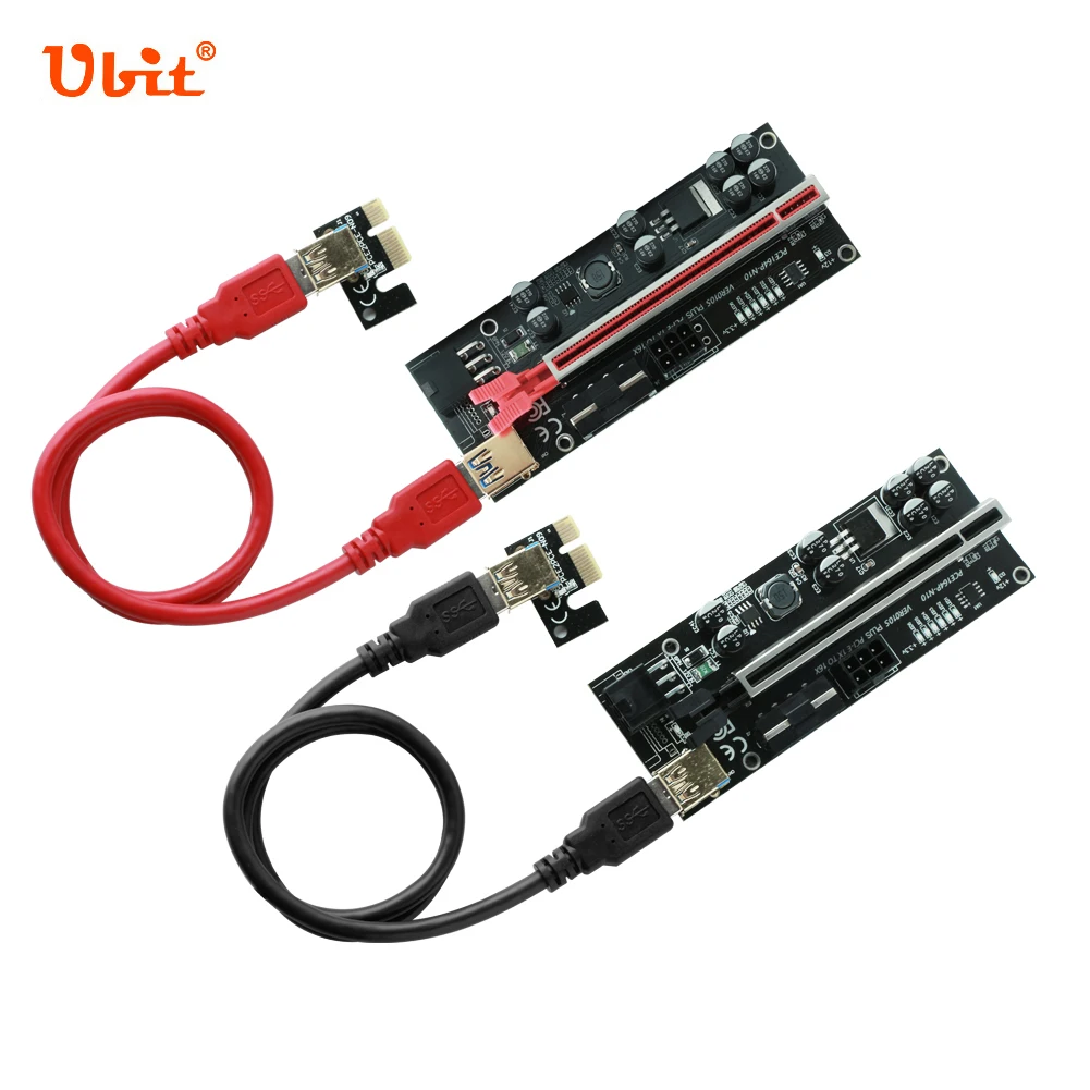 

2pcs Ubit VER010S-PLUS PCI-E Riser Card 1X to 16X PCI Extender SATA 6Pin Power Express Adapter Cable USB3.0 For Ethereum Mining