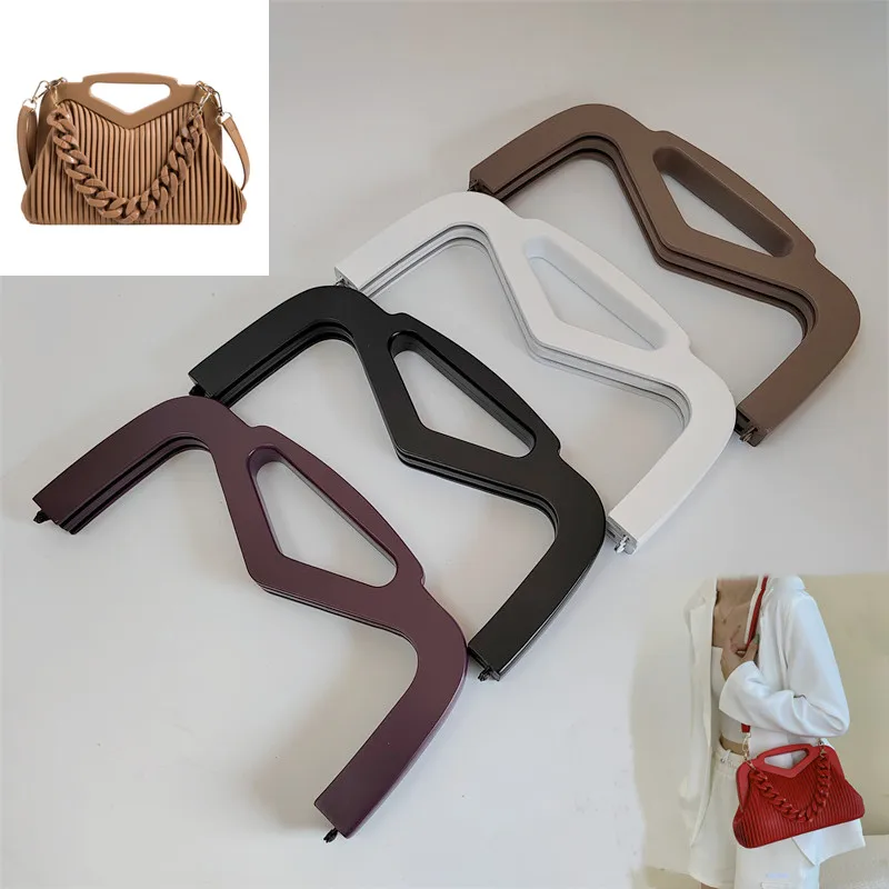 

New 1 Sets Handmade Wooden Purse Frame Wholesale Diy Handbag Accessories Obag Handles 10 Colors V Shape Wood Purse Frames