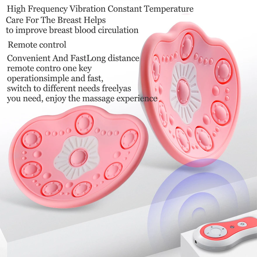 Breast Massage Pads with Hot Compress Wireless Vibration Chest Massager Breast Enhancement Instrument Red Light Massage Therapy