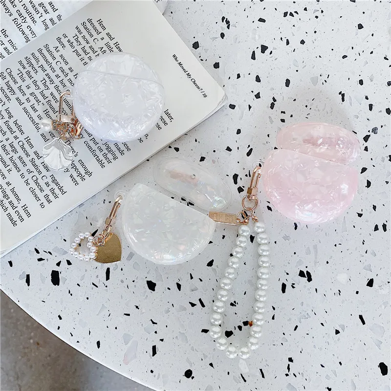 Funda rígida para auriculares Huawei Freebuds Pro 4, carcasa bonita con perlas, funda para auriculares con llavero, Huawei Freebuds 3