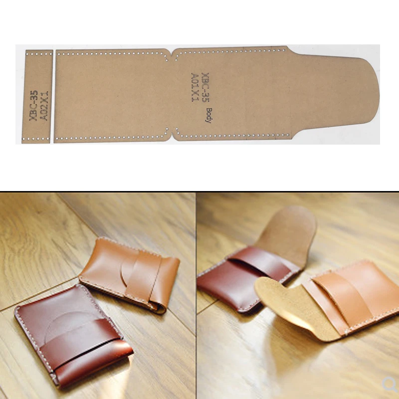 Leather Tools card holder Kraft Paper Stencil DIY Handmade Leather Craft Design Template English Versoin