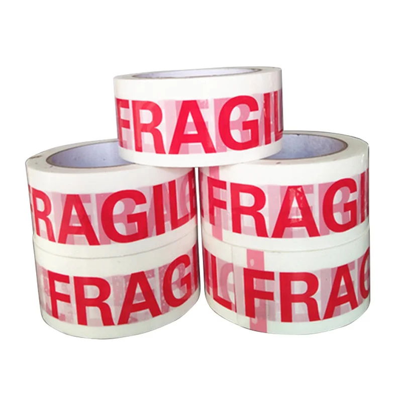 1 Roll 66 Meters Fragile Red Safety Adhesive Warning Tapes DIY Sticker For Goods Packing Material