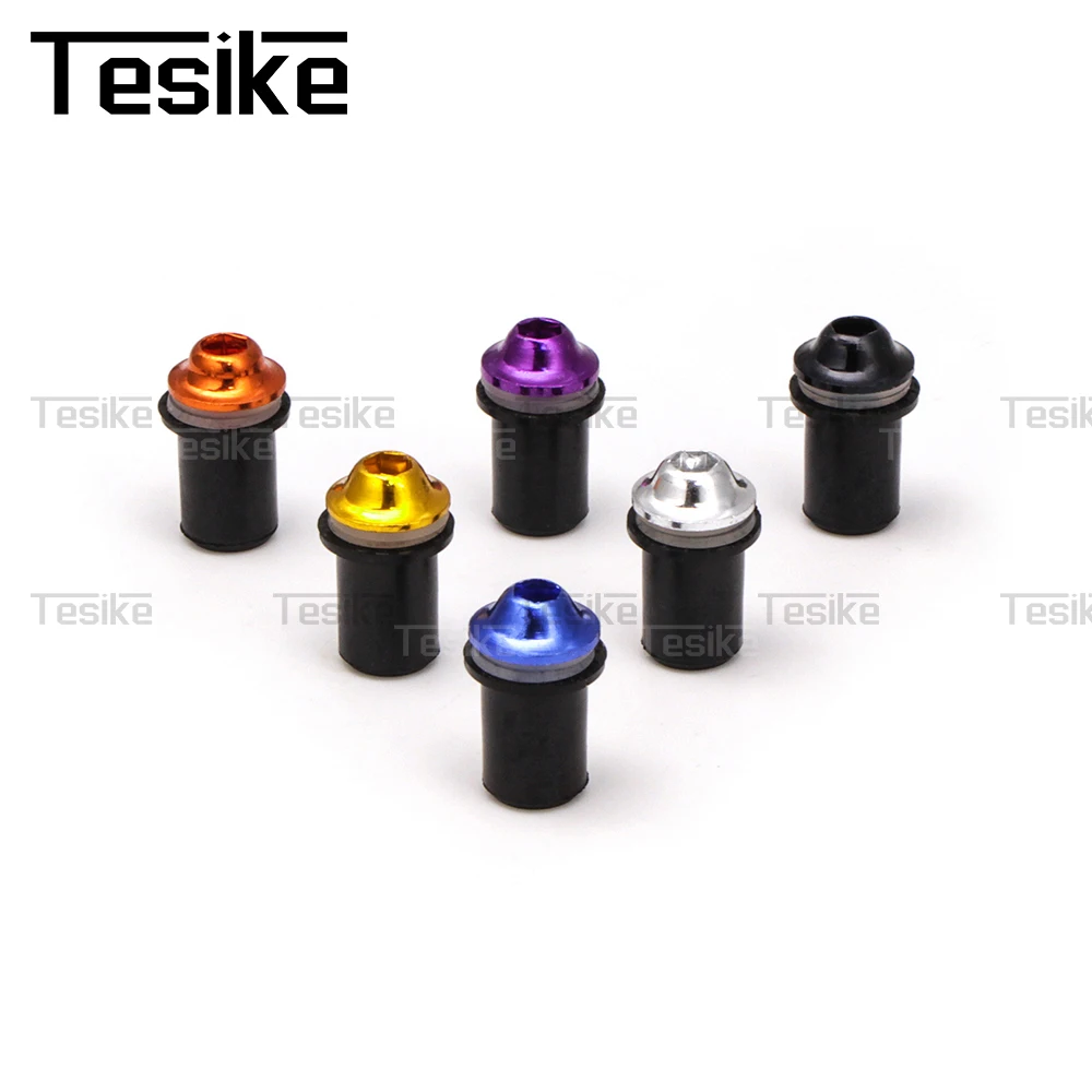 10pcs/Set Kit Motorcycle M5 20mm Metric Rubber Well Nuts Windscreen Fairing Cowl Anodized Aluminum Moto Screws Bolts