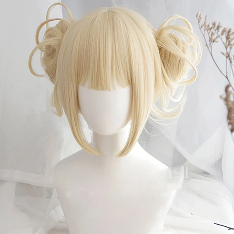 Của Tôi Boku Không Có Anh Hùng Học Viện Akademia Himiko Toga Tóc Giả Tóc Giả Ngắn Ánh Sáng Blonde Clip Bánh Chịu Nhiệt Cosplay Trang Phục Cô Gái Phụ Kiện