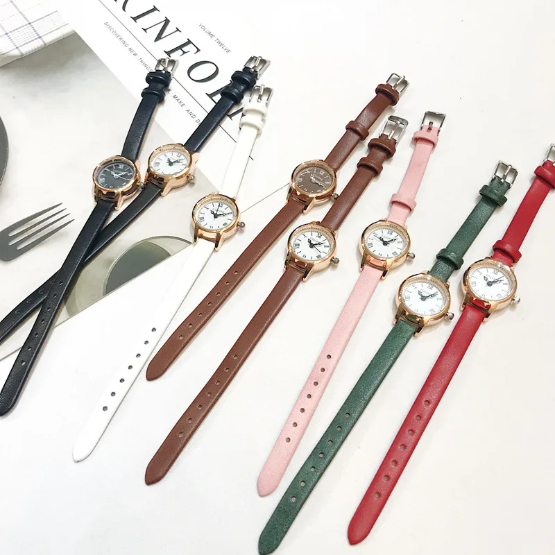 Luxury Women's Fashion Exquisite Roma Retro Watches Elegant Ladies Design Small Wristwatches Vintage Leather Female Dress Watch