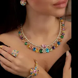 GODKI Luxury Flower Bud Mixed Women Wedding Cubic Zirconia Necklace Earring Saudi Arabia Jewelry Set Jewellery Addiction