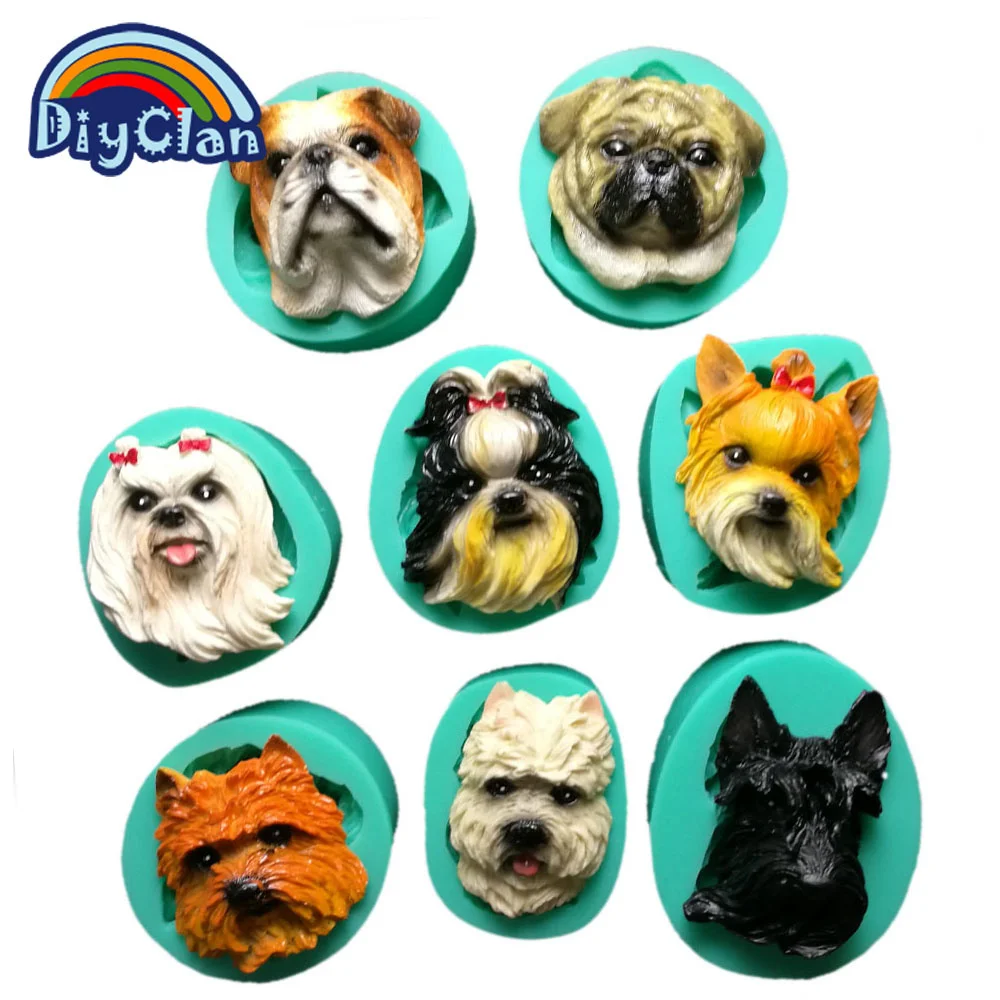 

Puppy Dog Breed Face Silicone Cake Decoration Mold Animal Cupcake Making Modeling Chocolate Resin Sugarcraft Polymer Clay Mould