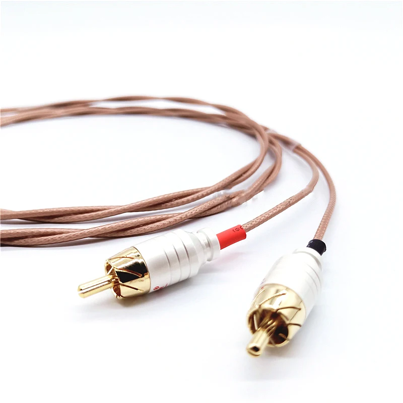 HIFI  Pair RCA interconnect cable hifi audio signal wire with 24K Gold plated HI End RCA Connector