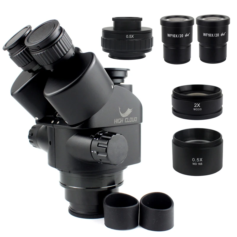 7X-45X Simul-Focal Trinocular Microscope Zoom Stereo Microscope Head Auxiliary Objective Lens Microscope Camera Adapter