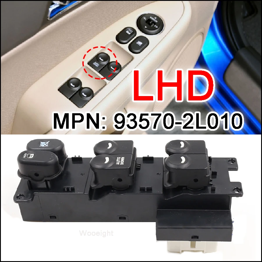 Wooeight 1x Car Window Lifter Switch Driver's Side Front LHD Power Master Button 935702L010 Fit for Hyundai i30 i30cw 2008-2011