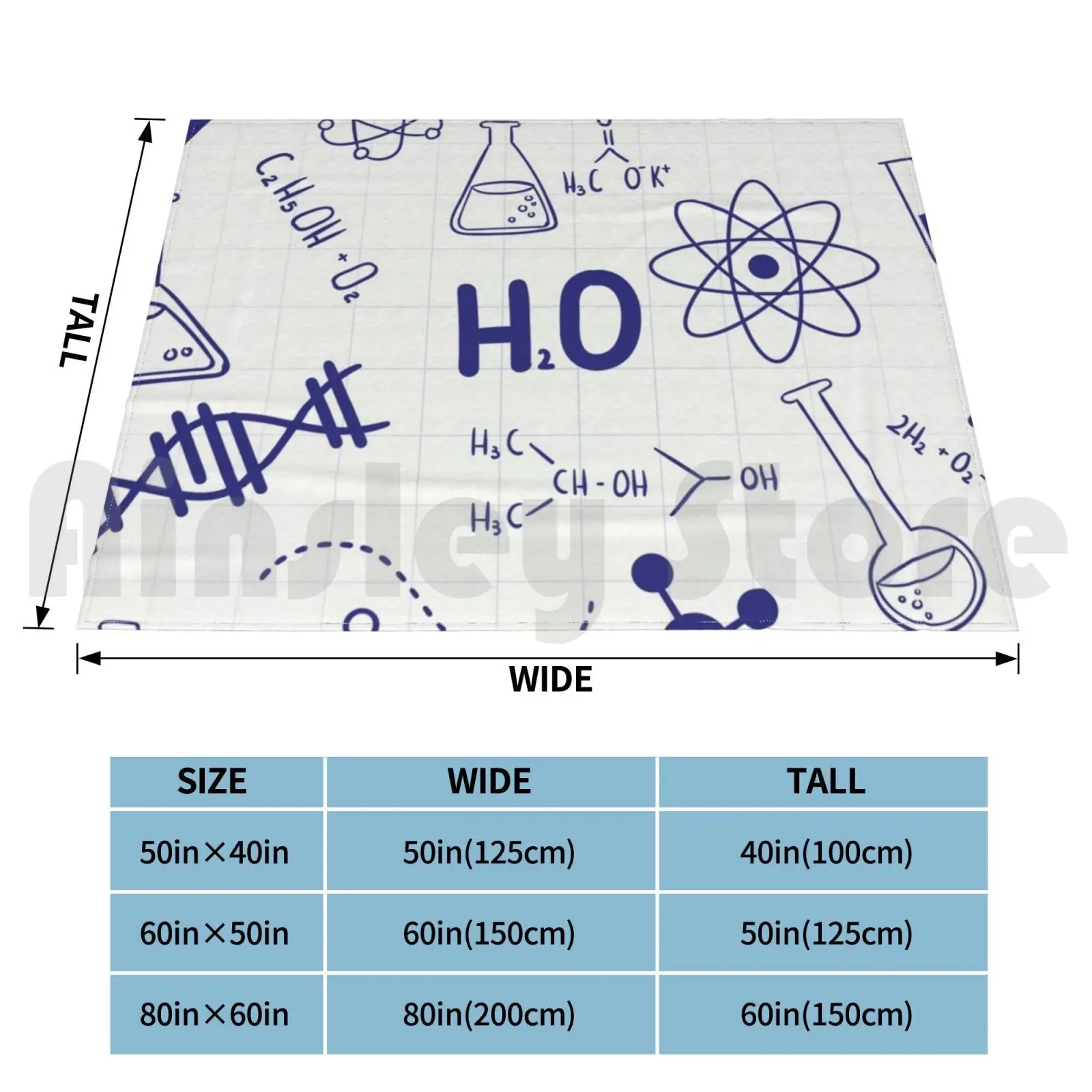 Science Cheat Sheet Blanket Fashion Custom Dorm Decorations School Chemistry Biology Formulas College