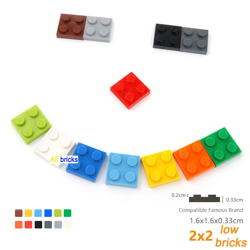 

30pcs/lot DIY Blocks Building Bricks Thin 2X2 Educational Assemblage Construction Toys for Children Size Compatible With 3022