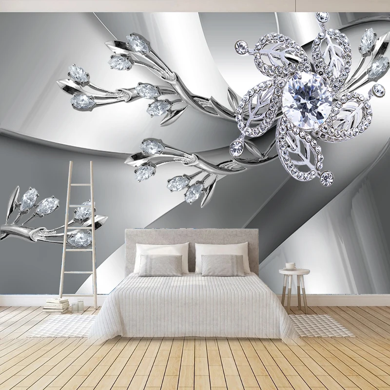 High Quality Custom Wall Cloth Wall Painting Modern Creative Art 3D Diamond Flower Pattern Living Room TV Background Wallpaper