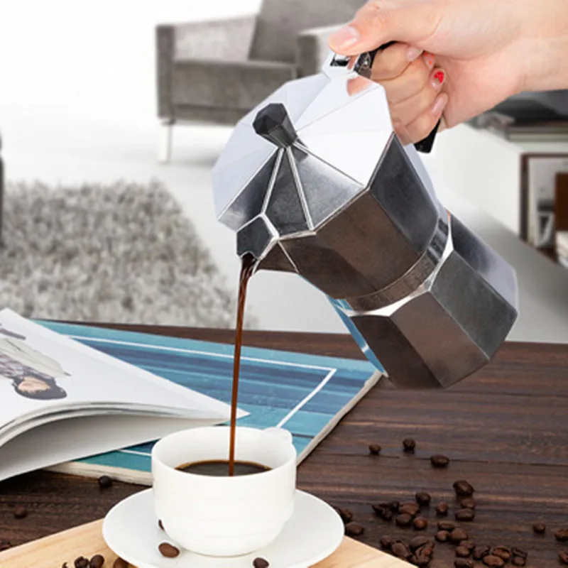 Alloy Mocha Pot Portable Coffee Pot Household Octagonal Moka Coffee Tools