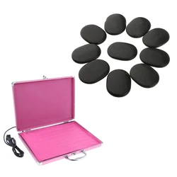 Boîte chauffante Hot Rock avec kit de charbon de massage, étui chauffant pour salon de beauté, SPA, usage domestique, 10 pièces