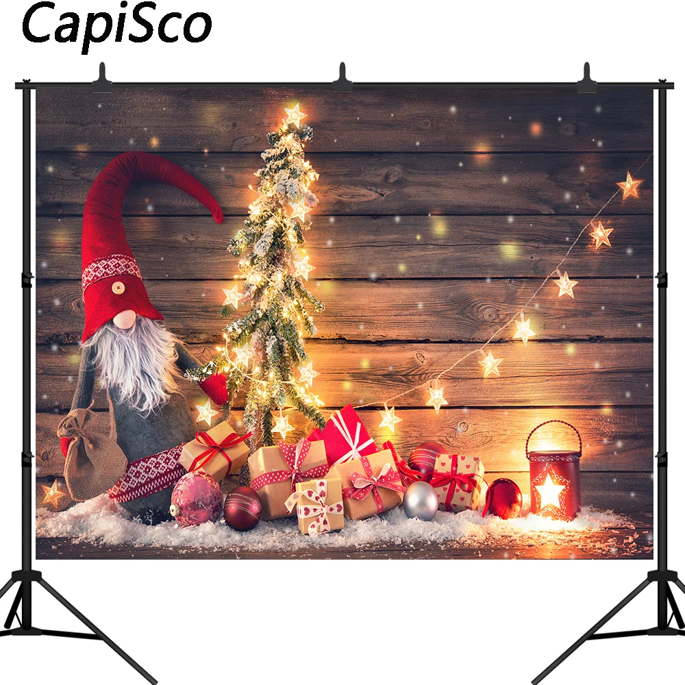 Capisco photography backdrops Christmas tree wood wall stars glitter vintage background photobooth photo studio photocall prop