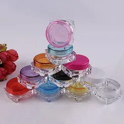 100Pcs 3g 5g Plastic Empty Cosmetic Sample Jar Pot Vials Square Bottom Makeup Container For Face Cream Lip Balm Nail Art Storage