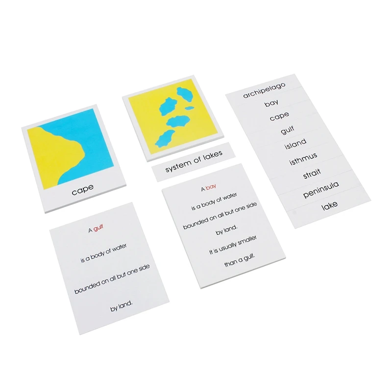 Montessori Science Toys Geography Cards PVC Materials 10 Kinds of Topography English Reference Card Recognition Introduction Toy