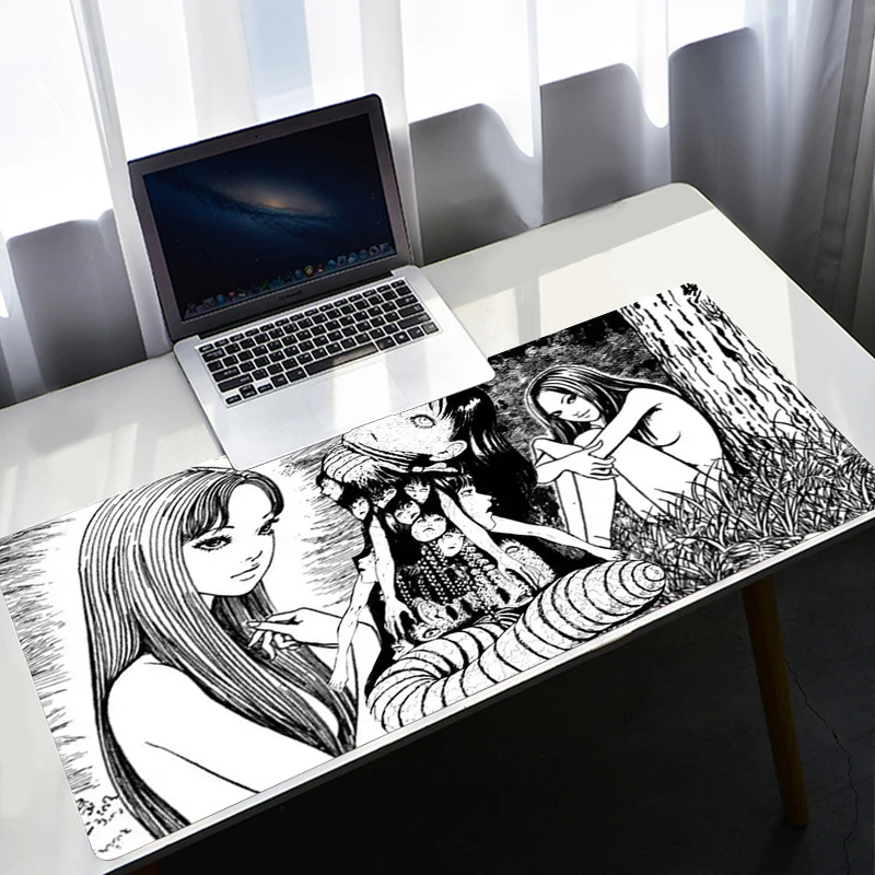 Junji Ito Tees Horror unikalna mata na biurko akcesoria dla graczy podkładka pod mysz duża prędkość klawiatura komputerowa podkładka pod mysz Pc gracze Playmat