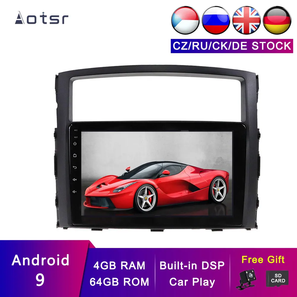 

AOTSR Android 9 Car Navigation For Mitsubishi Pajero 2006-2011 Head Unit Car Player GPS Stereo Radio with DSP and Carplay 4+64G