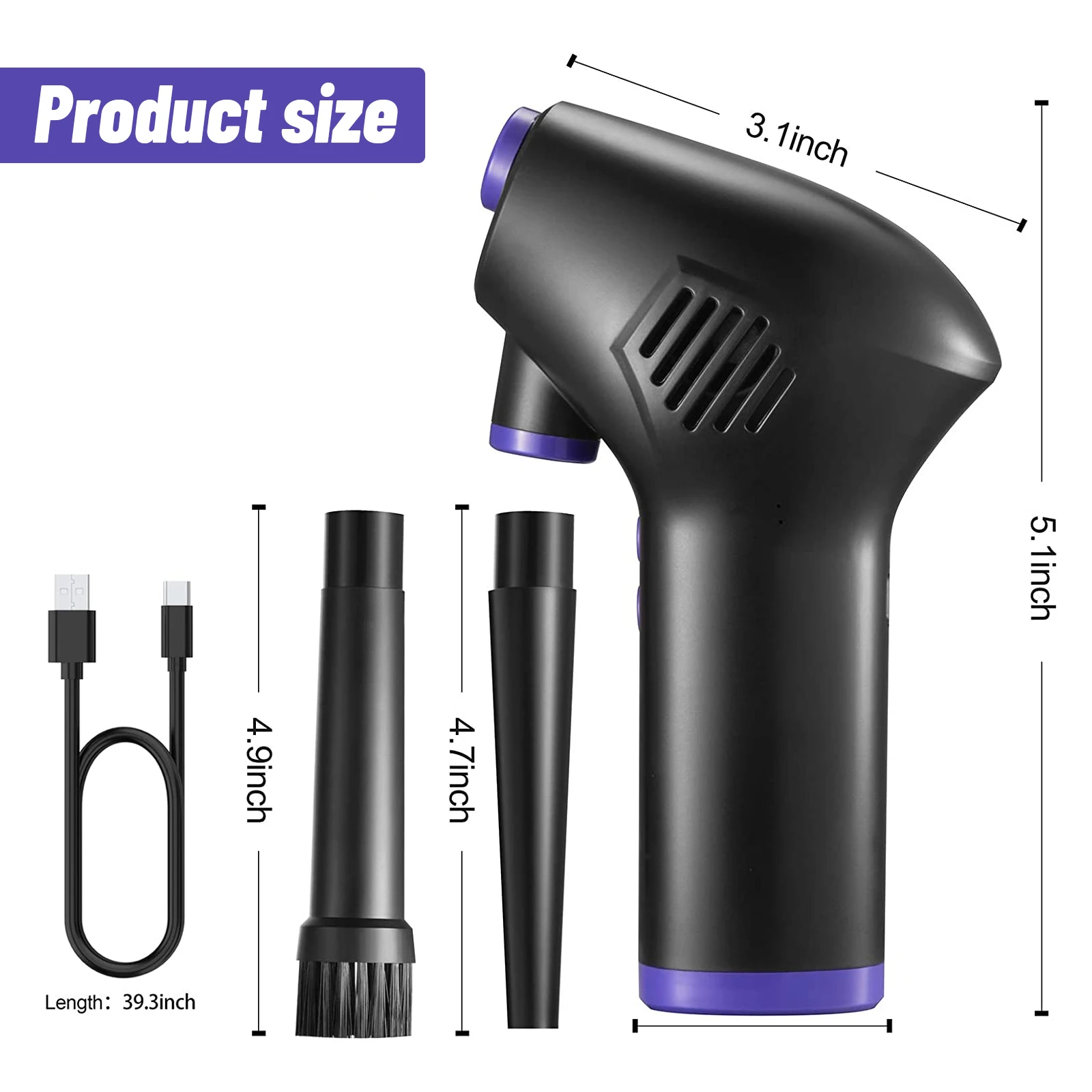 USB Rechargeable Cordless Air Duster for Computer Cleaning Capacity Portable PC Laptop Car Clean Keyboard Air Conditioners Fans