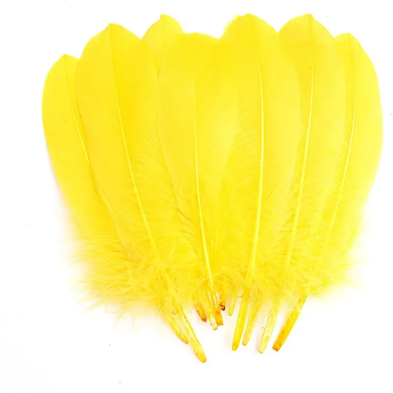 10/100Pcs Hard Pole Yellow Goose Feathers DIY Jewelry Making Wedding Centerpiece Vase Decoration Hat Plumes Handicraft Material