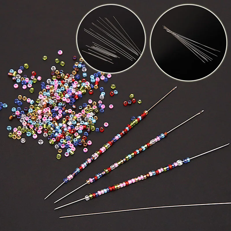 10Pcs Superfine beaded needle 40mm/100mm Beading Needles Threading String Cord Jewelry Craft Making Tool