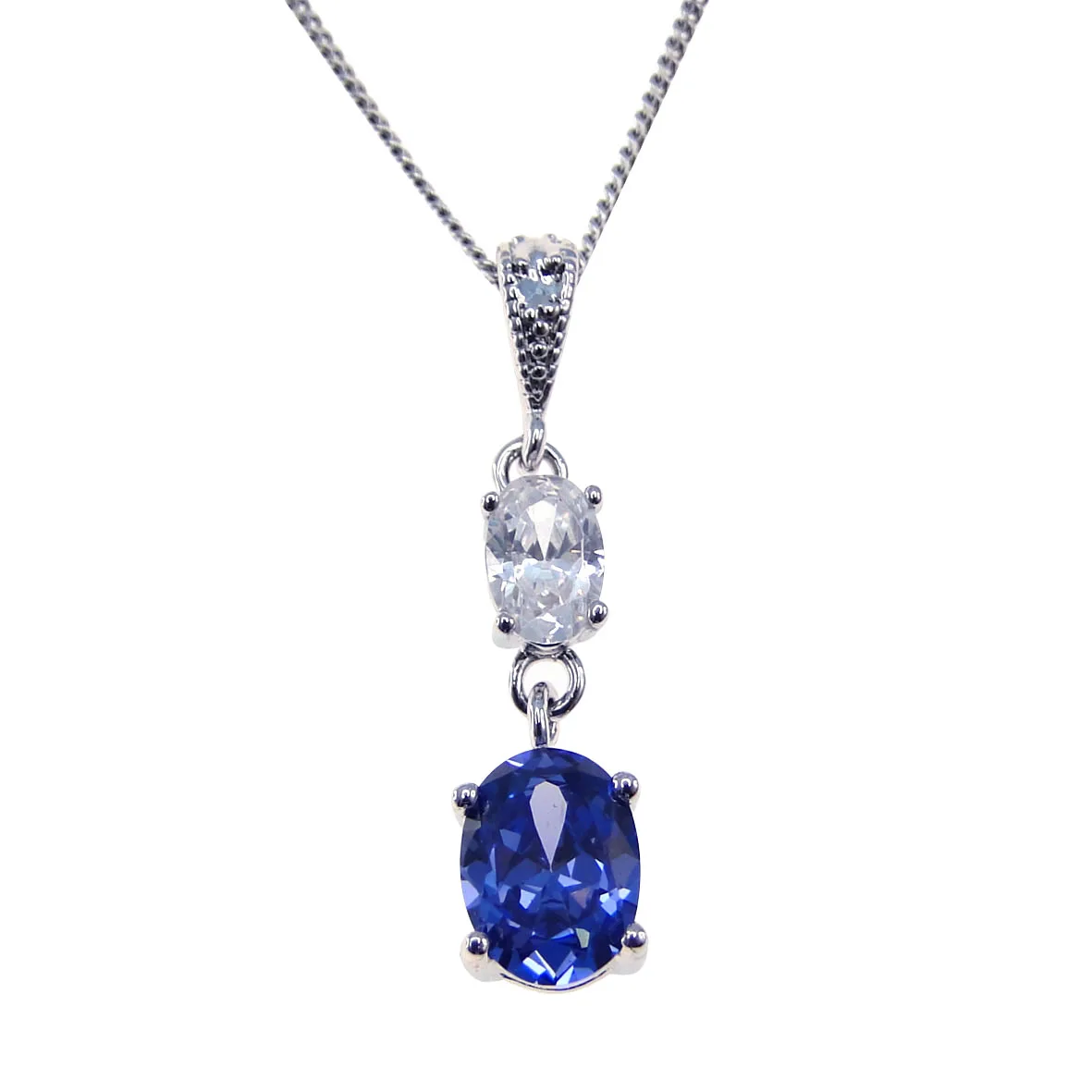 Tanzanite Pendant with White Topaz in Brass Gift Giving