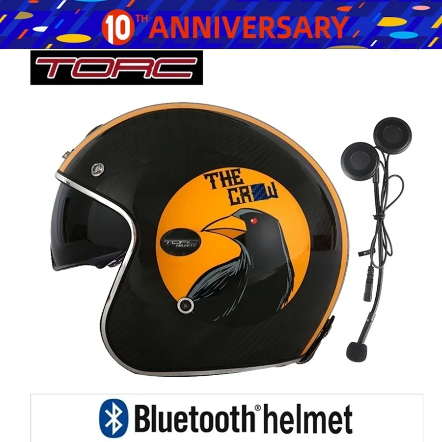

Free shipping 1set 3/4 Open Face Moto Scooter Bluetooth headset Helmet Sun Viso DOT Cafe Racer Retro Vintage Motorcycle Helmet
