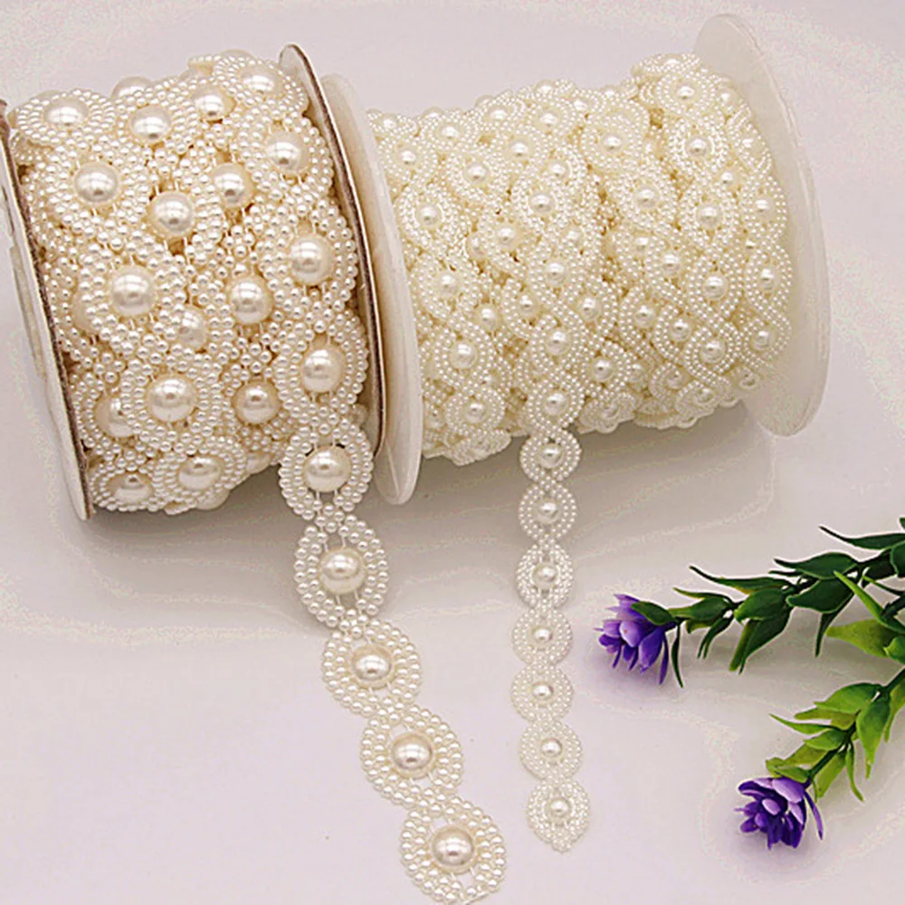 2YD Figure 8-shaped ABS Imitation Pearl Connection Beads Wedding Doll Bead Chain Handmade DIY Bead String Diamond Accessories