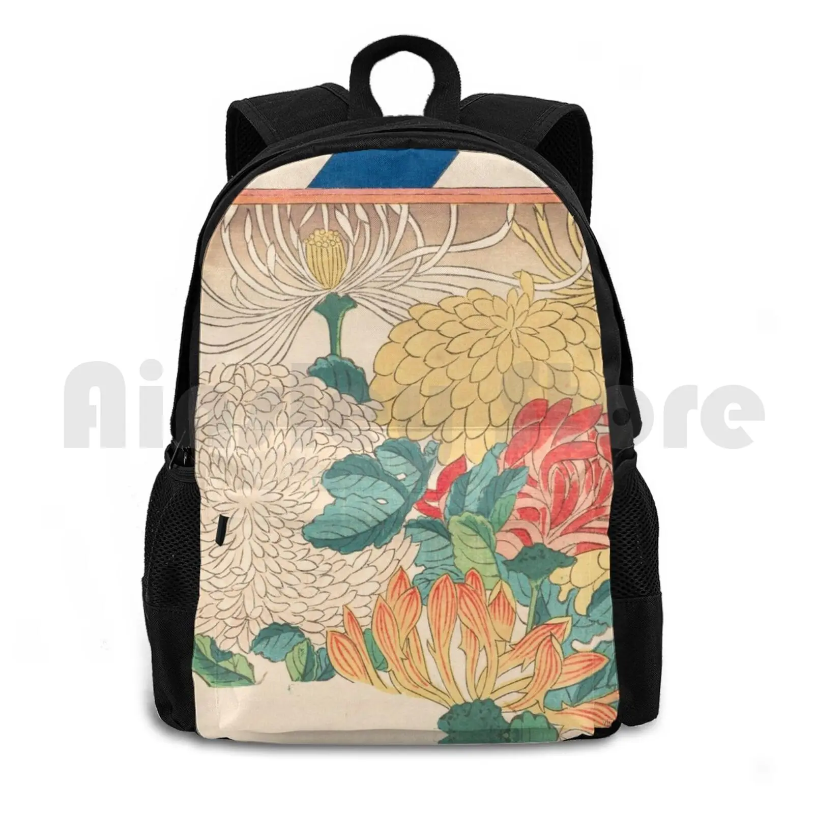 Chrysanthemum Design By Utagawa Hiroshige , 1840 Outdoor Hiking Backpack Riding Climbing Sports Bag Chrysanthemum Utagawa