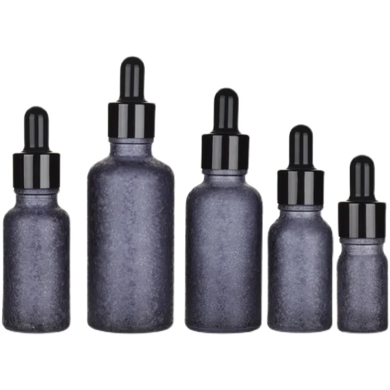 10pcs Essential Oil Dropper Bottle Ice Crack Glass Cosmetic Refillable Empty Serum Pipette Bottles5ml10ml15ml20ml30ml50ml100ml