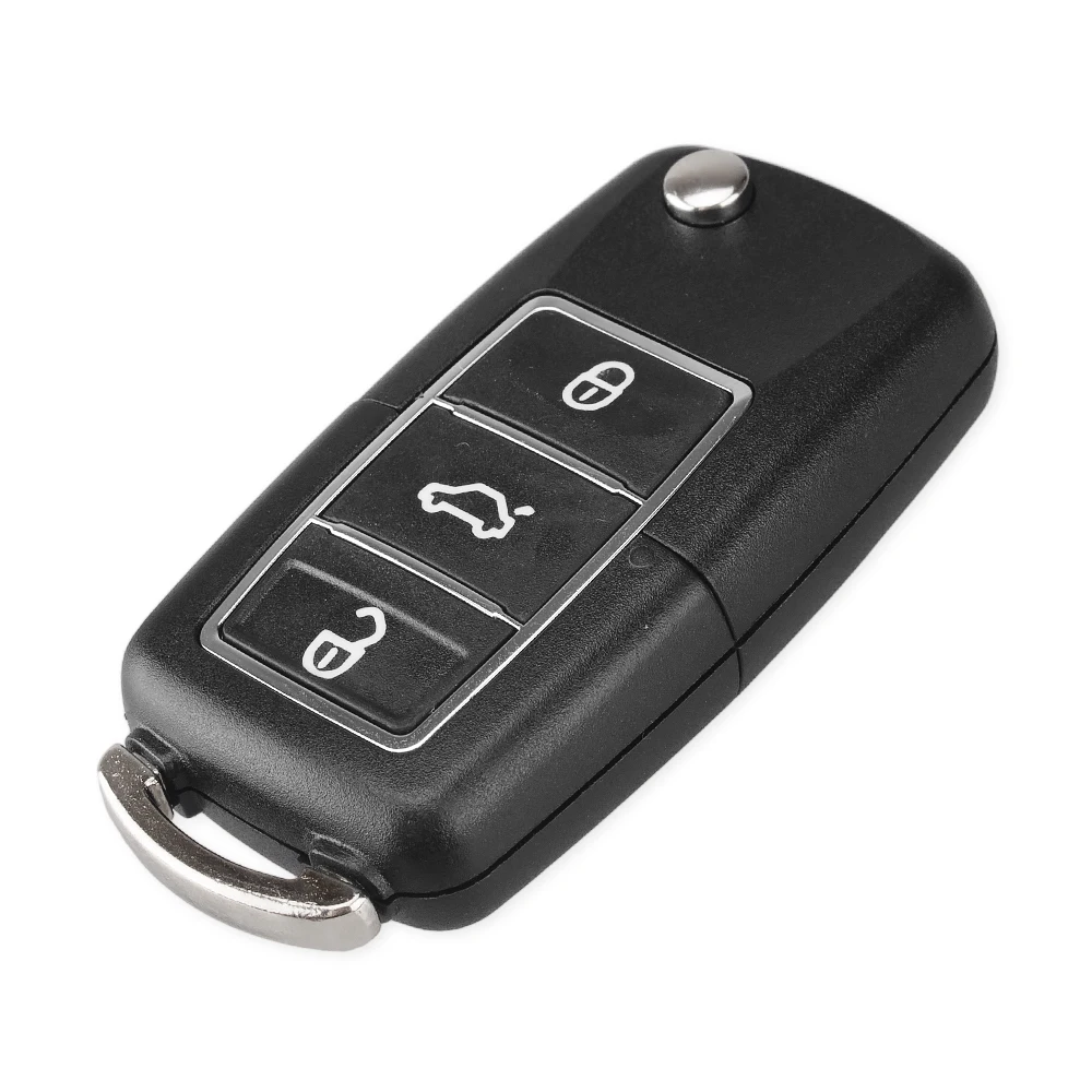 KEYYOU 10pcs chiave a distanza per auto Flip Key Shell Fob 3 pulsanti custodia per Volkswagen VW Jetta Golf Passat Beetle Skoda Seat Polo B5