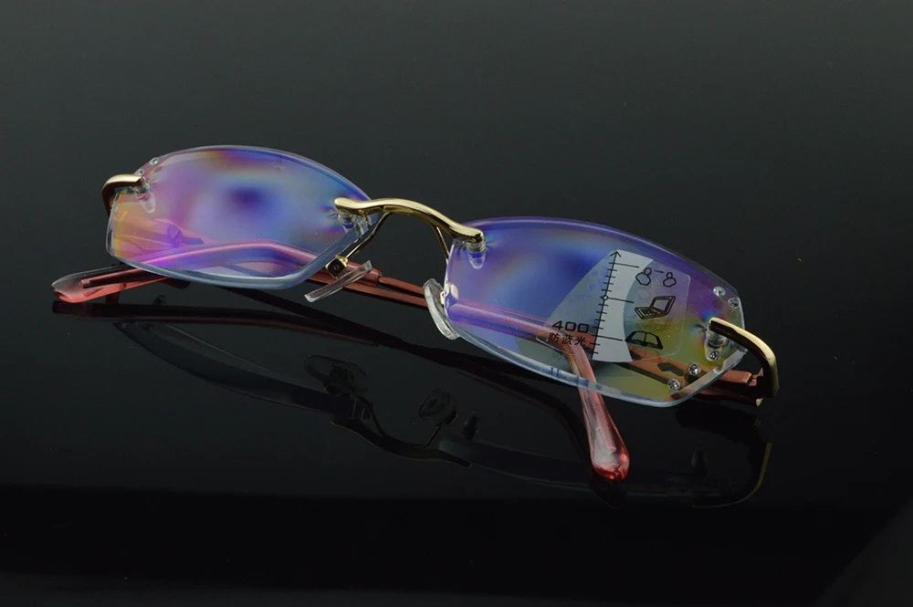 Diamond Cutting Titanium Alloy Ladies Women Fashion Progressive Multifocus Reading Glasses Add 75 100 125 150 175 200 to 400