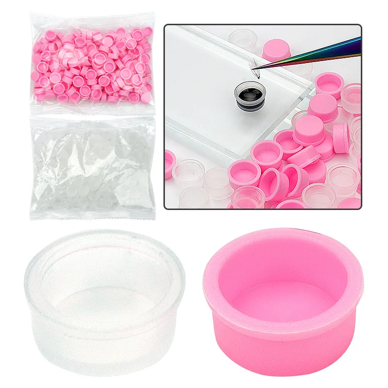 100Pcs/Lot Eyelash Glue Holder Grafting Eye Lashes Quick Individual Blossom Cup Ring Eye Makeup Extension Adhesive Stand Tools